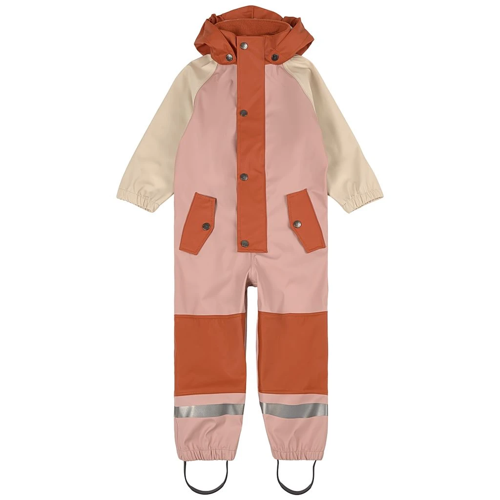 Edinburgh Color-blocked Recycled Rain Coverall Woody Rose/Rust 3 Edinburgh Color-blocked Recycled Rain Coverall Woody Rose/Rust