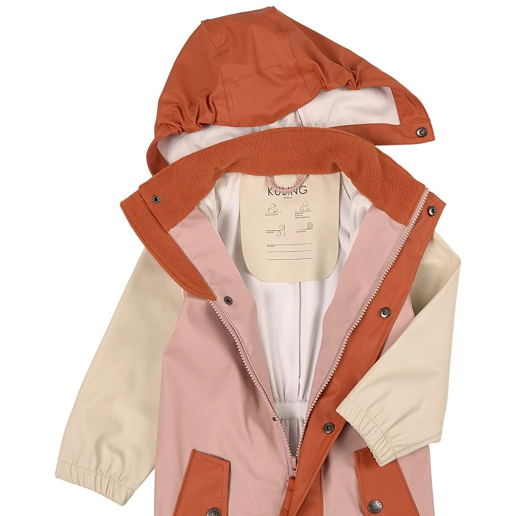 Edinburgh Color-blocked Recycled Rain Coverall Woody Rose/Rust 5 Edinburgh Color-blocked Recycled Rain Coverall Woody Rose/Rust - Image 3