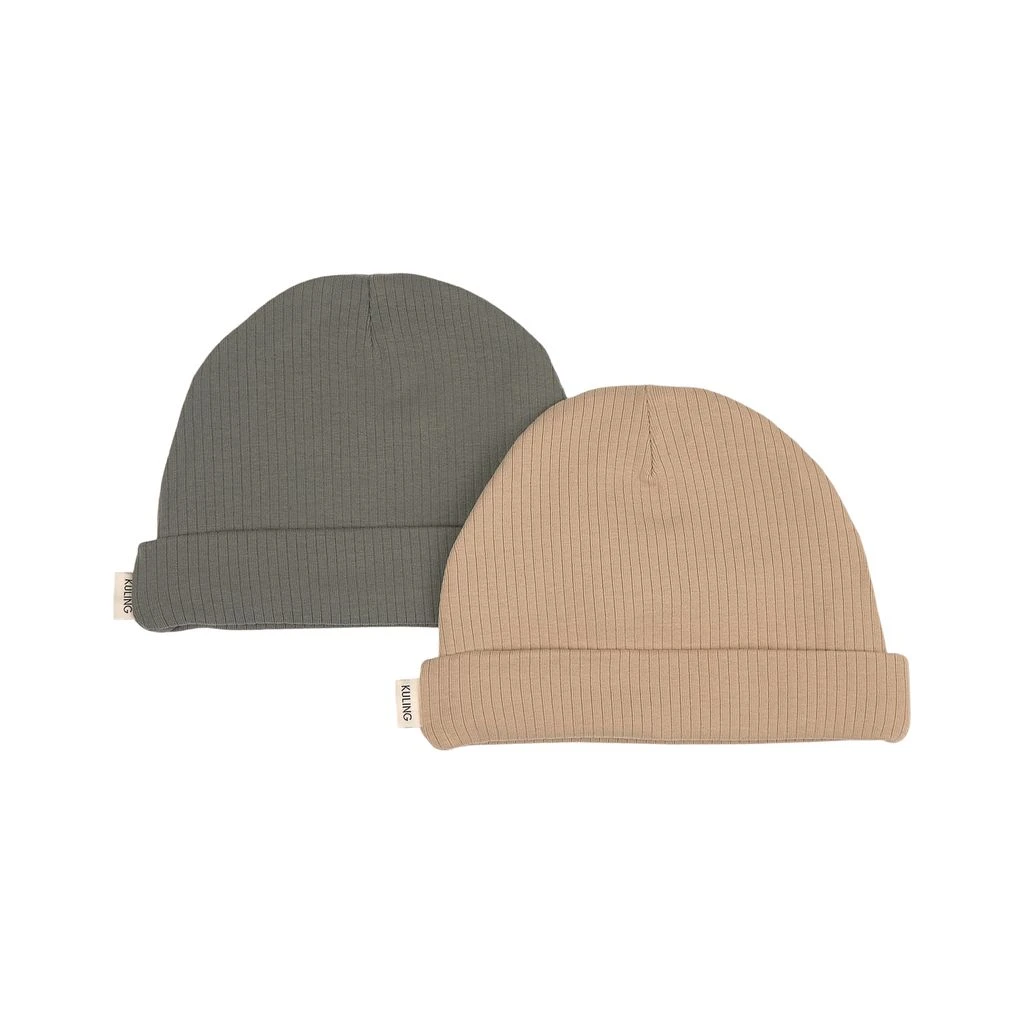 2-Pack Detroit GOTS Beanies Sand/Green 4 2-Pack Detroit GOTS Beanies Sand/Green - Image 2