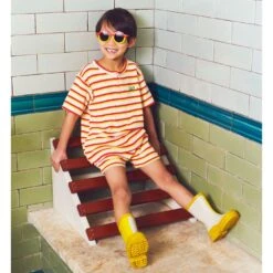 Kuling X Maja Terry Striped T-Shirt And Shorts Set Bright Red/Lemon -Kuling 1024x1024 388