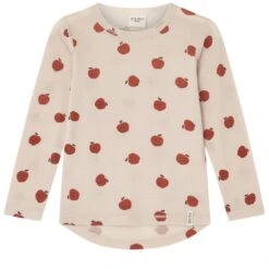 Brisbane Printed Long Sleeved Wool T-shirt Foggy White Apple