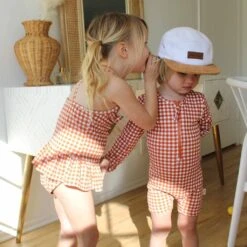 Paros One-piece Rashguard Swimsuit Rust Check -Kuling 1024x1024 578