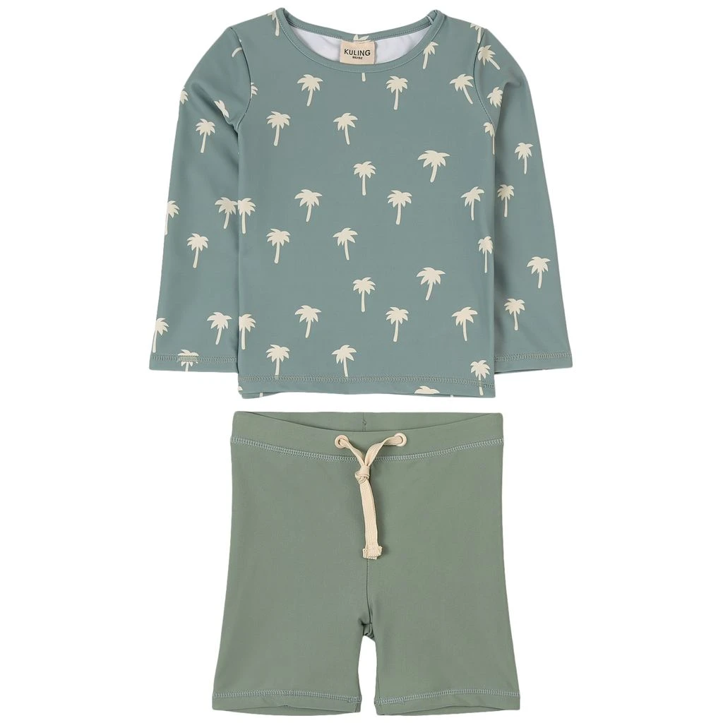 Rhodes Two-piece Rash Guard Swimsuit Palm Trees 3 Rhodes Two-piece Rash Guard Swimsuit Palm Trees